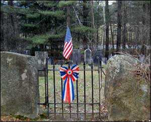flag on gate into an old cemeteryyyyyyy