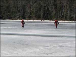 rescuing a person from a frozen lake