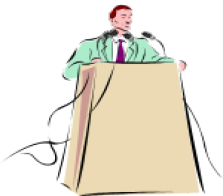 man at podium