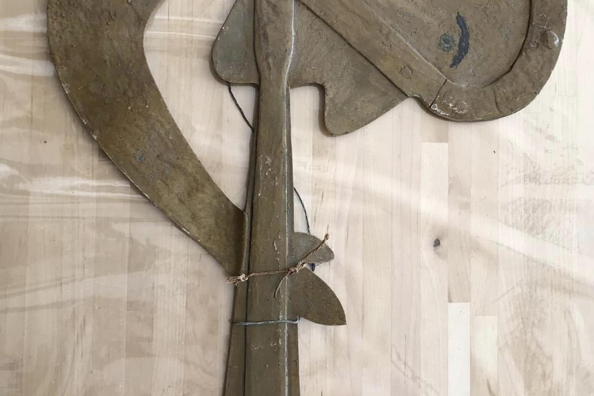 One of two parts are from the weathervane that was located on the Centre Church Steeple.