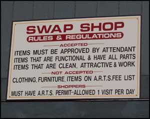 swap shop rules sign