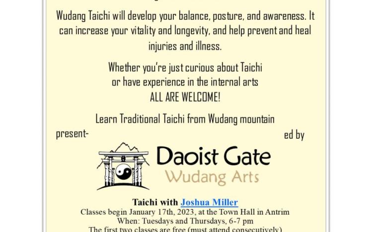 flyer describing taichi class and how to register