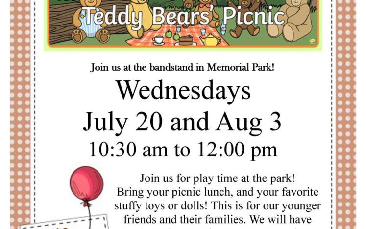 Teddy Bear Picnic 10:30 Memorial Park